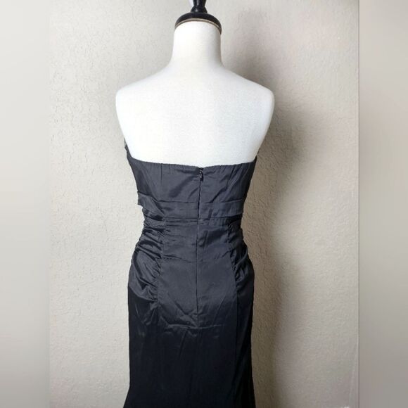 Xscape By Joanna Chen Strapless Ruched Long Mermaid Dress Black Size 8 - Picture 7 of 8